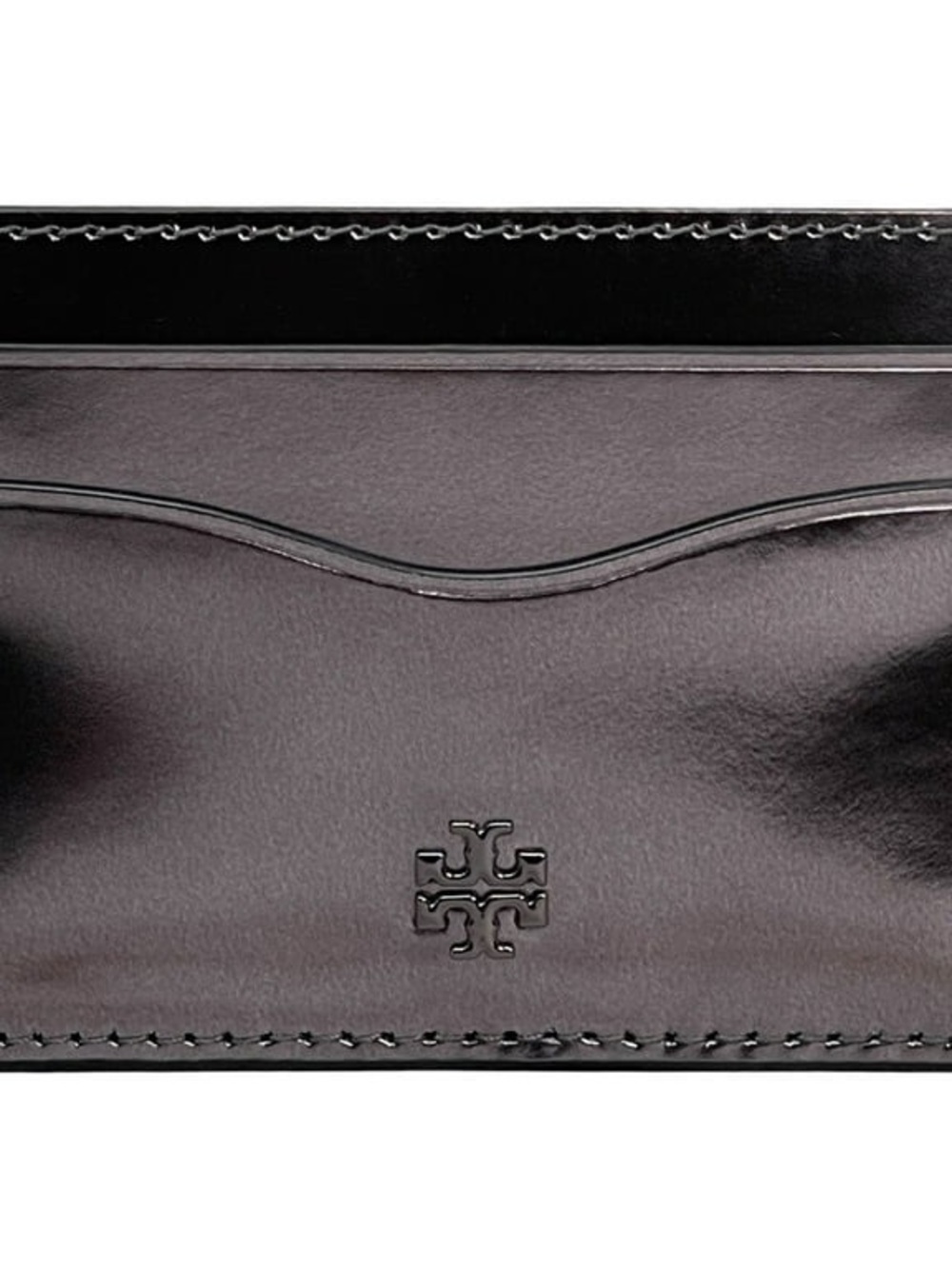 Tory Burch Pewter Metallic Leather Card Holder